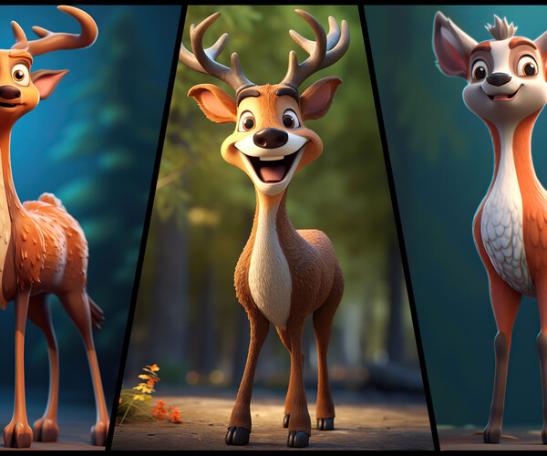 ArtStation 360 Cartoon Deer Characters 4K Reference Image Pack