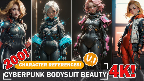 200 Cyberpunk Bodysuit Styles in 4K - Reference Art Collection V1