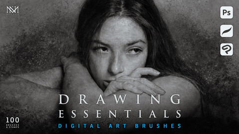 Drawing Essentials - 100 Digital Art Brushes - Photoshop, Procreate & Clip Studio Paint