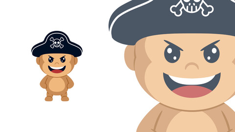 Cute monkey pirates hat cartoon