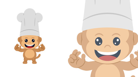 Cute chef monkey costume cartoon