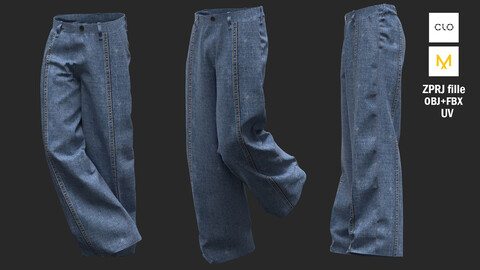 MALE Streetwear Denim Oversize - Clo3D / Marvelous Designer + FBX +obj+zprj