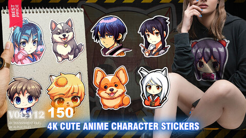 140 4K CUTE ANIME CHARACHTER STICKERS - HIGH END QUALITY RES - (TRANSPARENT & ALPHA ) - VOL112