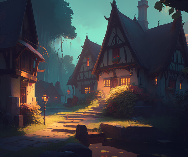 ArtStation - Twilight Serenity at the Forest Cottage 4 | Artworks