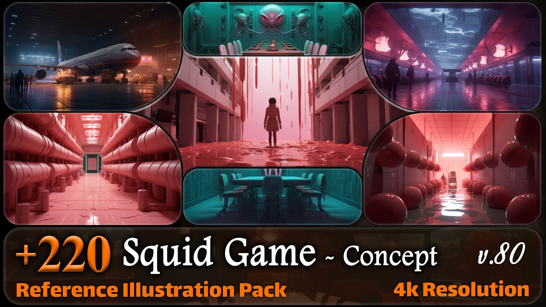 ArtStation - 220 Squid Game Concept Reference Pack | 4K | v.80 | Artworks