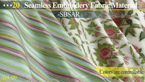 20 Seamless Embroidery Fabric Material -SBSAR (Vole 09)