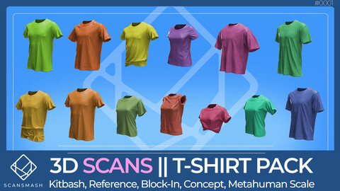 T-Shirt Pack | Scansmash | Scan based 3d models for Kitbash, Reference, Block-In, Concept. Metahuman Scale.