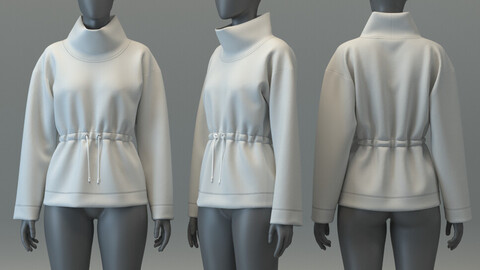 Turtleneck Sweater with Elastic Waist