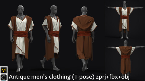 Antique men's clothing | Marvelous Designer | Clo3d | zprj+fbx+obj 1.2