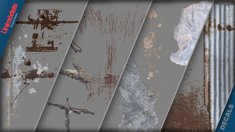 Decals Rusty metal Vol. 10 - Ideal for Photoshop and Substance painter - Normal map included