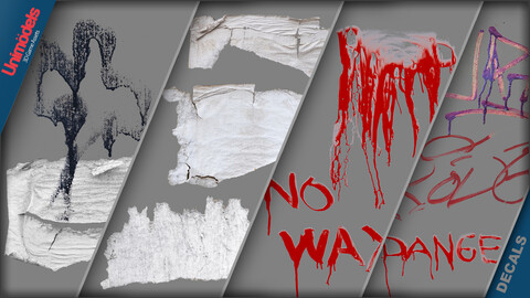 Wall paint and torn papers Vol. 1 - Normal map and Alpha included -