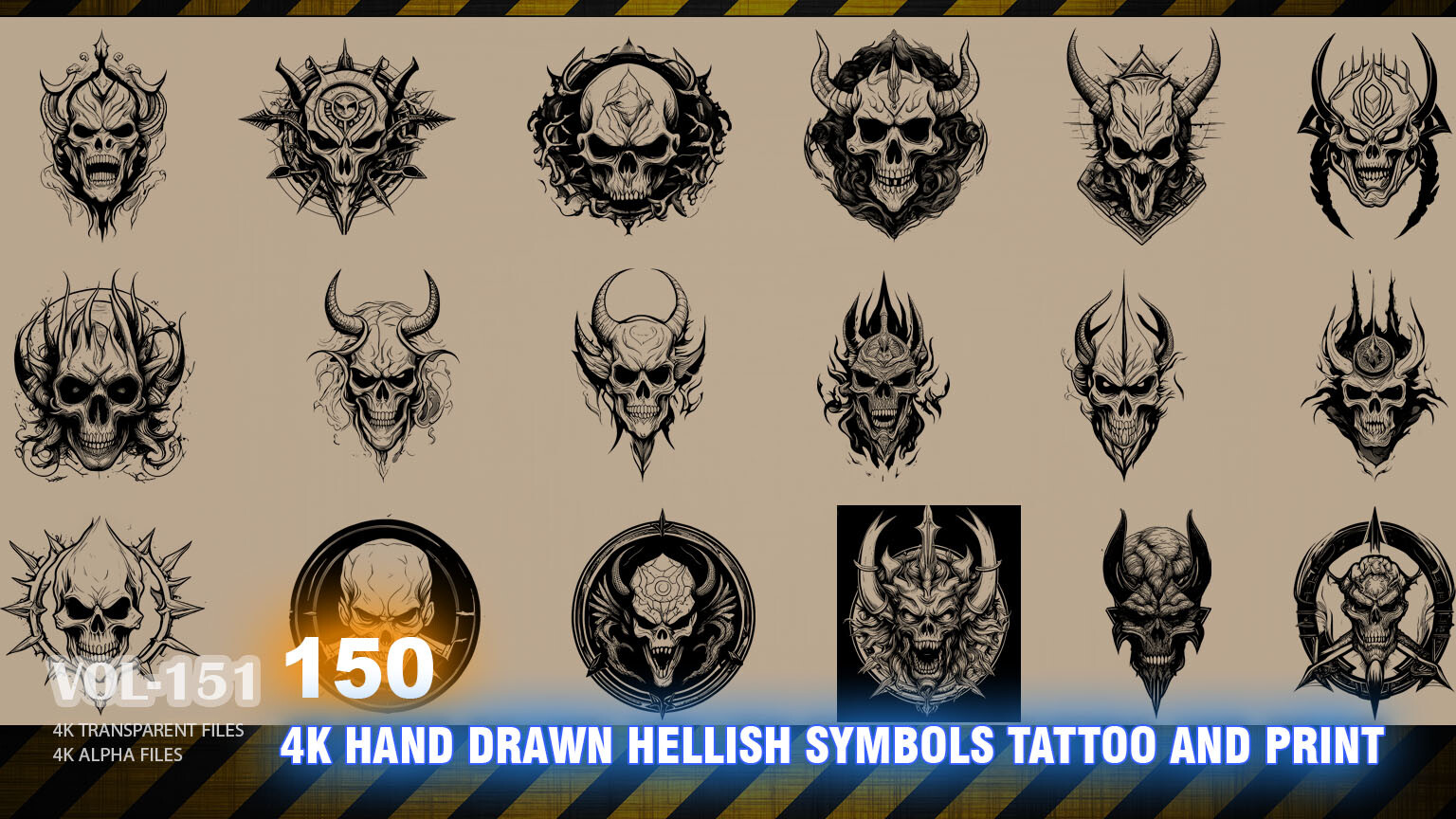 ArtStation - 150 4K HAND DRAWN HELLISH SYMBOLS TATTOO AND PRINT- HIGH ...