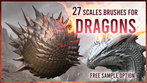 27 Scales and spikes Zbrush brushes for dragons and other reptilian creatures