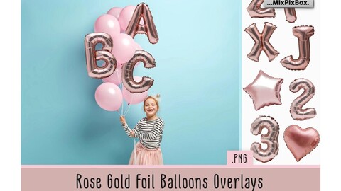 Rose Gold Foil Balloons Overlays