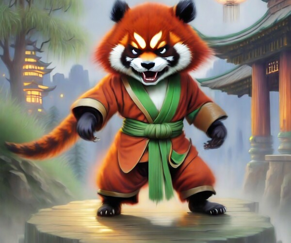 ArtStation - Red Panda Shaolin Monk AI Artwork | Artworks