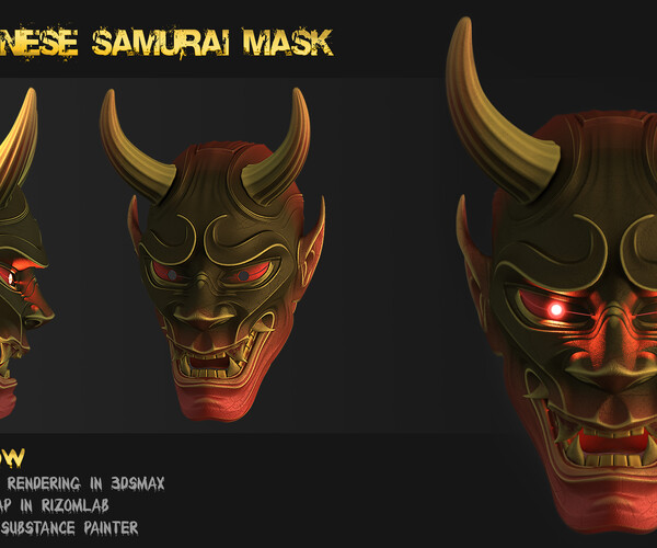 ArtStation - Japanese samurai mask | Game Assets