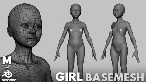 Girl Anatomy BaseMesh - Topology + UV map