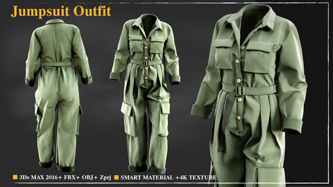 Jumpsuit Outfit / Marvelous Designer / 4k Textures/Smart material / OBJ-FBX