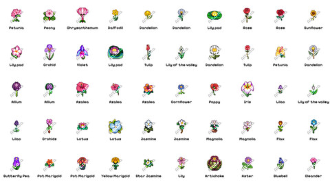 2D Pixel flowers collection [64x64]