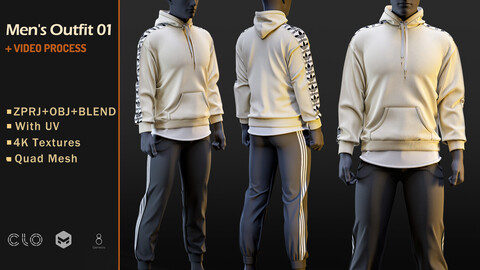 Men's Outfit - 01 Marvelous / CLO Project file + Video Process