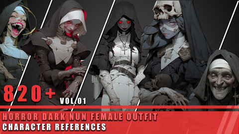 820+ Horror Dark Nun Female Outfit - Character References Vol.01