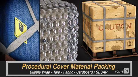 Procedural Cover Material Packaging (Bubble Wrap - Tarp - Cardboard - Fabric) (SBSAR) Vol.15