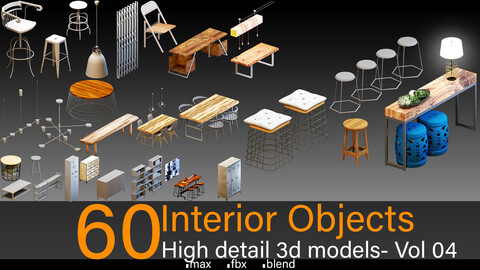 60 Interior Objects- Vol 04- High detail 3d models