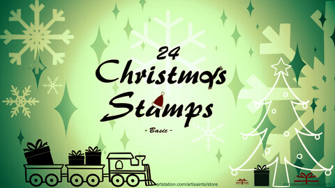 | BASIC |24 Christmas / Holiday Themed Stamp Brushes for Photoshop