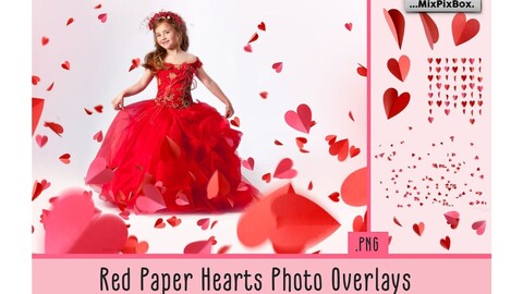 Red Paper Hearts Overlays