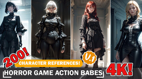 200 Fearless Horror Game Heroine Babes in 4K - Reference Art Collection V1