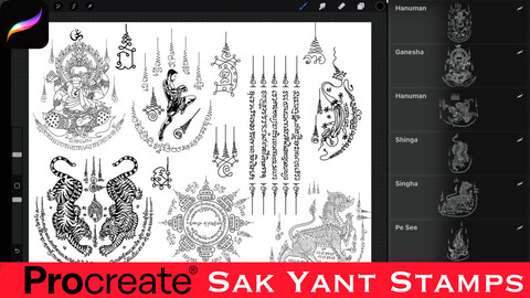 sak yant and unalome stamp set for procreate app