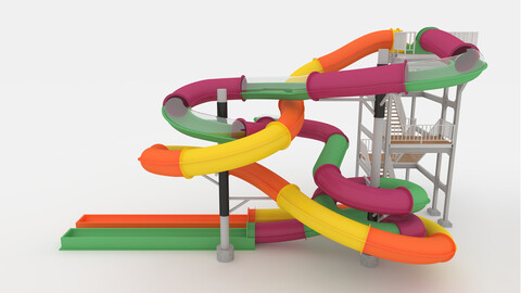 3D Model Waterpark Slide 3