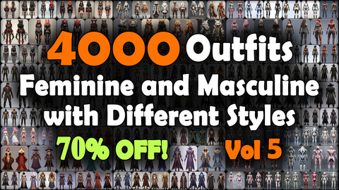 4000 Feminine and Masculine Outfits with Different Styles Reference Pack | MEGA Bundle | 4K | v.5