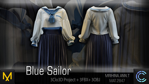 Blue Sailor. Clo3D. Marvelous Designer.