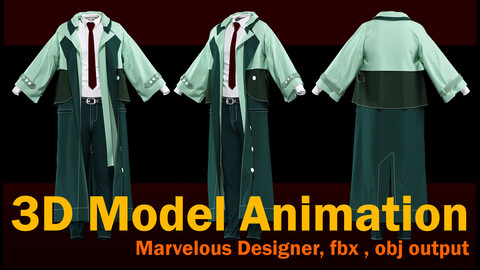 Layered coat model (Project files:  *zprj  *OBJ  *FBX   *PDF )+ texture