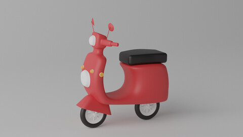 Cartoon Scooter Motorcycle 3D model