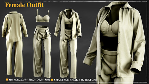 Female Outfit / Marvelous Designer / 4k Textures/Smart material / OBJ-FBX