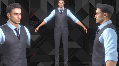 Business Man in working suit vest shirt pants shoes suit tshirt shirt vest security business hands shoes working trousers waistcoat pant unity man male clothing fashion fine looking pants character