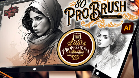 80 ProBrush Bundle for Professional Illustrator | Adobe Illustrator Digital Artist Brushes | Digital Drawing Brushes