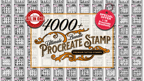 4000+ Ultimate Bundle Procreate Tattoo Stamp, Tattoo Design, Print on demand prints, Instant Download, Design Bundle Pack