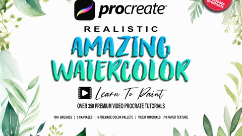 100 Amazing Watercolor Painting toolkit for Procreate 2023, Realistic watercolor effect premium brushes