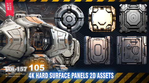 105 4K HARD SURFACE PANELS 2D ASSETS AND REFRENCES - (TRANSPARENT & OPACITY) - VOL 157