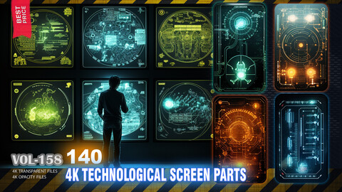 140 4K TECHNOLOGICAL SCREEN PARTS 2D ASSETS AND REFRENCES - (TRANSPARENT & OPACITY) - VOL 158