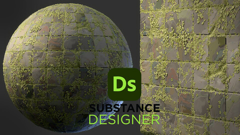 Stylized Mossy Tiles - Substance 3D Designer