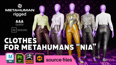 Clothes for Metahuman NIA- Female Urban Casual Chic - Source Files