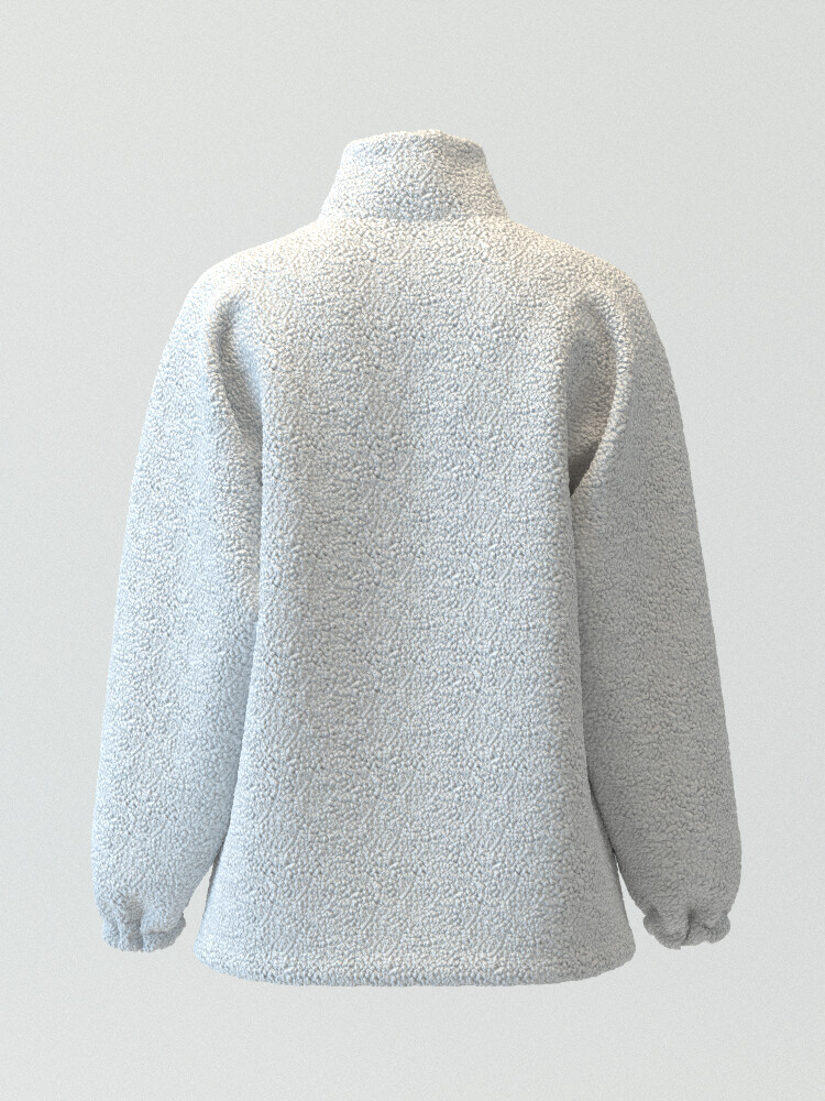 Teddy jacket with high neck, Light Grey