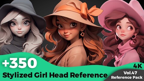 +350 Stylized Girl Head Reference(4k)