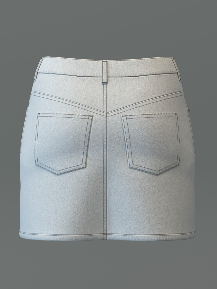 White denim skirt outlet 3d