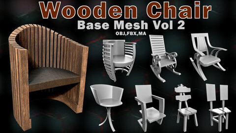 20 Wooden Chair Base Mesh Vol 2