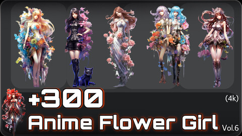 +300 Anime Flower Girl Concept (4k)